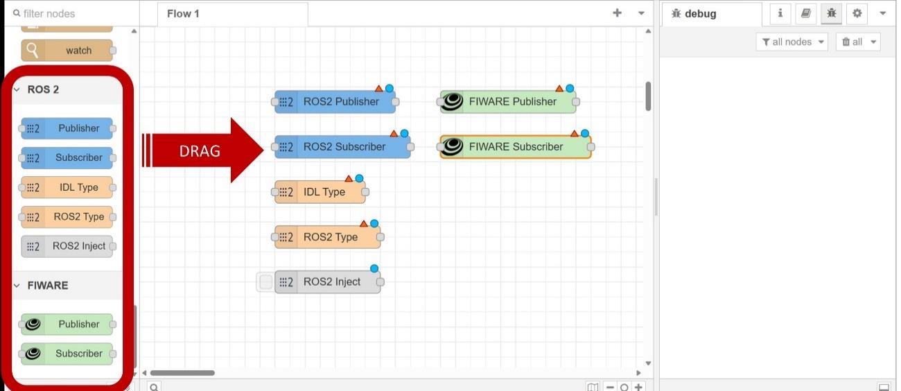Nodos ROS2 en Node-RED